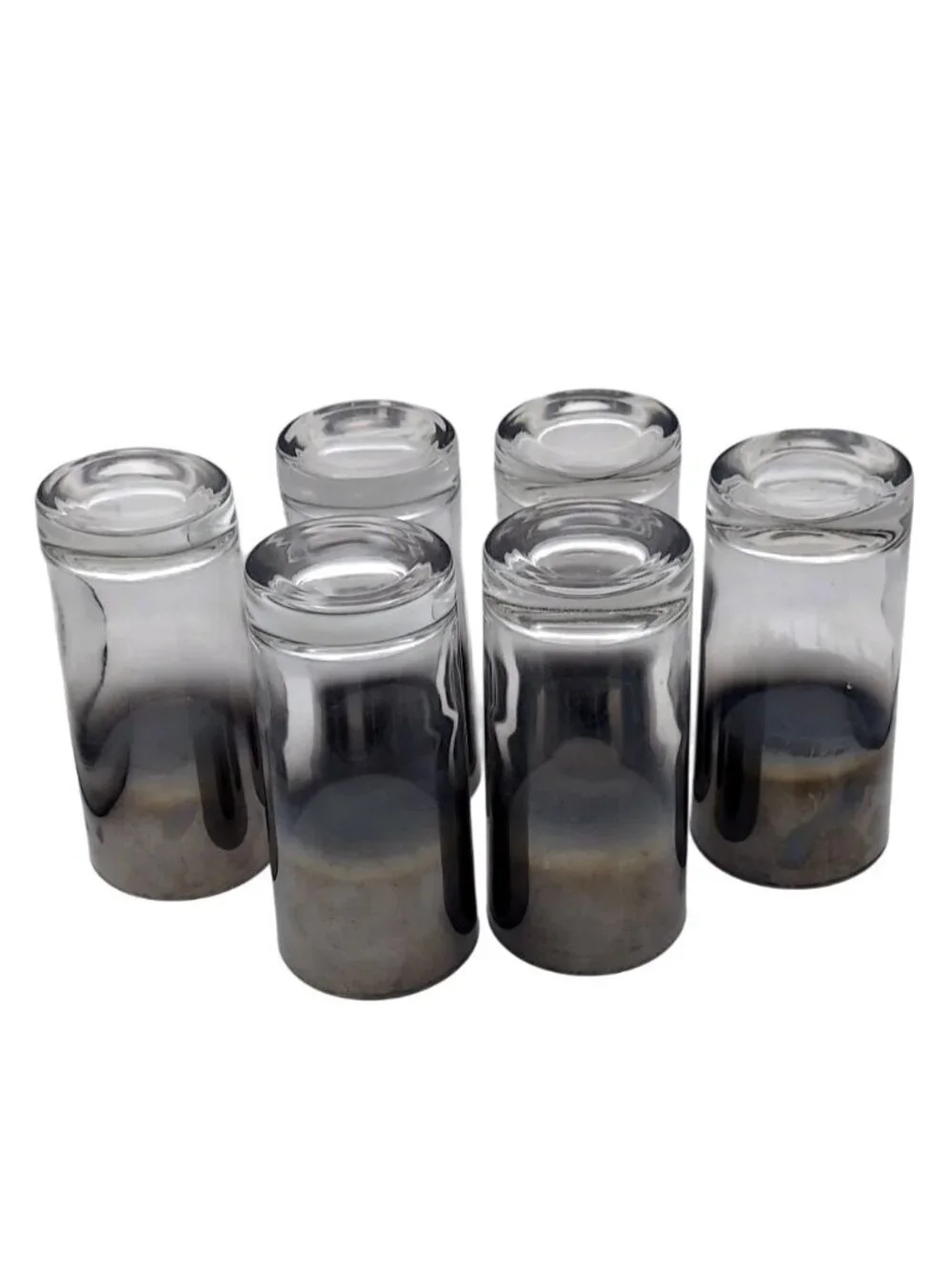 Highball Glass Tumbler Silver Mercury Fade Tom Collins Set Of 6 Vtg MCM Barware